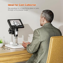 Load image into Gallery viewer, Elikliv Microscope, LCD Digital Coin Microscope 1000x, Coin Magnifier with 8 Adjustable LED Lights, PC View Compatible with Windows/MacBook, EDM4, 4.3 Inch
