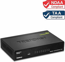 Load image into Gallery viewer, TRENDnet 8-Port Gigabit GREENnet Switch, Ethernet Network Switch, TEG-S82G, 8 x 10-100-1000 Mbps Gigabit Ethernet Ports, Ethernet Splitter, 16 Gbps, Metal, Lifetime Protection, Black
