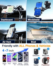 Load image into Gallery viewer, YRU?80+LBS Safest Rotatable Suction Cup 2024 Ultimate Car Phone Holder Mount ?Military-Grade &amp; All Patent Safety Certs? Dashboard Windshield Vent for iPhone 15 Pro Max 14 Samsung, Dark Black
