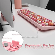 Load image into Gallery viewer, Pink Wireless Keyboard and Mouse, KOOTOP Cute Pink Keyboard and Mouse, 2.4G Wireless Keyboard Pink with Retro Round Keycap for PC, Mac, Laptop,Tablet,Computer Windows (Pink Colorful)
