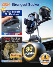 Load image into Gallery viewer, YRU?80+LBS Safest Rotatable Suction Cup 2024 Ultimate Car Phone Holder Mount ?Military-Grade &amp; All Patent Safety Certs? Dashboard Windshield Vent for iPhone 15 Pro Max 14 Samsung, Dark Black
