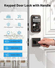 Load image into Gallery viewer, Zowill Keyless Entry Door Lock with 2 Lever Handles, Electronic Keypad Deadbolt, Auto-Locking, Anti-Peeping Password, Digital Smart Code Door Lock, Front Door Handle Sets, OilRubbed Bronze
