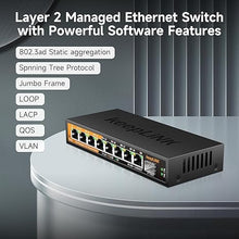 Load image into Gallery viewer, 8 Ports 2.5G Switch Smart Web Managed, 8 x 2.5G Base-T &amp; 1 x 10G SFP Slot, Support 802.3ad Static Aggregation, QOS/VLAN/IGMP, Metal Housing Network Ethernet Switch
