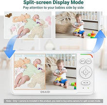 Load image into Gallery viewer, Baby Monitor with 6&#39;&#39; IPS Split-Screen, Video Baby Monitor with 2 Cameras and Audio, Baby Camera Monitor with 30-Hour Battery, ECO, 2-Way Talk, Night Vision, 1000ft, Travel Baby Monitor No WiFi
