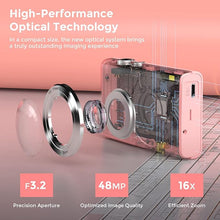 Load image into Gallery viewer, Digital Camera Auto Focus 2.7K Vlogging Camera HD 48MP 16X Digital Zoom Camera with 32G Memory Card 2 Batteries YouTube Portable Mini Compact Camera for Kids Teens Adult Beginner
