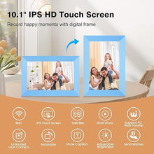 Load image into Gallery viewer, Frameo 10.1 Inch WiFi Digital Picture Frame, 1280x800 HD IPS Touch Screen Digital Photo Frame 32GB Storage,Auto-Rotate,Slideshow Share Videos Photos Remotely Via Frameo App (Blue)
