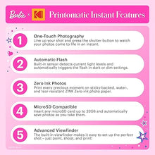 Load image into Gallery viewer, Kodak x Barbie Printomatic Full-Color Instant Print Digital Camera – 5MP Portable Barbie Camera - Colorful Photos On Zink 2x3 Sticky-Back Photo Paper – Fun Gift for Christmas Holiday - Iconic Style
