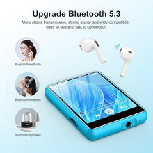 Load image into Gallery viewer, MP3 Player Bluetooth 5.3, SWOFY 64GB Mp3 Music Player with Touch Screen, Portable Digital Audio Player with HD Speaker FM Radio, Recording Support up 128GB Blue
