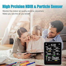 Load image into Gallery viewer, 9-in-1 Professional Indoor Air Quality Monitor PM1.0/PM2.5/PM10/CO2/Temperature/Formaldehyde Detector/Humidity TVOC/Time Display Air Quality Tester for Home Office School Portable Air Quality Tester
