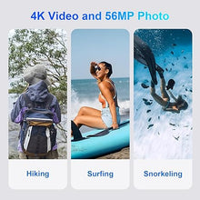 Load image into Gallery viewer, Digital Camera - 4K 56MP 33FT UHD Underwater Camera for Snorkeling with 32GB Card Dual-Screen Compact Waterproof Dustproof Floatable Camera - Autofocus Point and Shoot Digital Camera 1500mAh Battery
