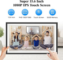 Load image into Gallery viewer, WiFi PWOSUN Digital Picture Frame - Large 15.6-inch Digital Photo Frame with FHD Touchscreen, Dual-WiFi Smart Frames, 32GB, Unlimited Cloud Storage, Share Photos &amp; Videos via APP/Email, Auto-Rotate
