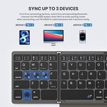 Load image into Gallery viewer, Foldable Bluetooth Keyboard, Portable Full Size Folding Keyboard with Large Touchpad, Numeric Keypad, PU Leather, Wireless Travel Keyboard for Windows iOS Android Mac(Grey)
