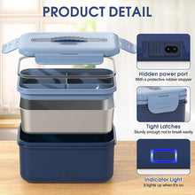 Load image into Gallery viewer, Electric Lunch Box Food Heater Upgrade 3 in 1 Portable Food Warmer 100W Leakproof Heated Lunch Box for Adults Car/Truck/Office with 1.8L SS Container Fork Spoon Carry Bag, 12V/24V/110V
