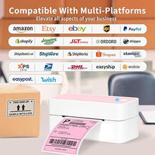 Load image into Gallery viewer, ASprink Bluetooth Thermal Label Printer - 241BT Wireless Shipping Label Printer for Small Business &amp; Packages, Pink Thermal Label Printer Shipping Label Maker, Compatible with iPhone, USPS, Amazon
