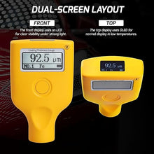 Load image into Gallery viewer, Paint Thickness Meter Gauge Dual Display Design for Fe/NFe with Measuring Range 0.0~3500?m Best Mil Coating Depth Gauge Tester with Built-in Integrated Probe Backlight and Bluetooth Connectivity
