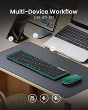 Load image into Gallery viewer, ProtoArc Foldable Keyboard and Mouse, XKM01 Folding Wireless Keyboard Mouse Combo for Business and Travel, 2.4G+Dual Bluetooth Full-Size Portable Keyboard for Laptop iPads Tablets - Green
