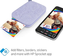 Load image into Gallery viewer, HP Sprocket 2x3&quot; Instant Smartphone Photo Printer - Portable Color Wireless Mobile Printer - Zink Sticky-Back Photos - Print from Compatible iOS &amp; Android Devices with Bluetooth w/Fun App - Purple
