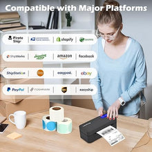 Load image into Gallery viewer, Bluetooth Thermal Label Printer for Mac, Windows, Phone, Tablet, Wireless 4x6 Shipping Label Printer, Thermal Printer for Shipping Packages, Support USPS, Ebay, Amazon, Pirate Ship.
