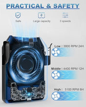 Load image into Gallery viewer, Portable Fan 10000mAh Rechargeable, Mini Waist Fan With Max 24H Working Time, 3 Speeds 5100RPM Strong Airflow Wearable Personal Clip Fan Belt Fan for Outdoor, Jobsite, Farms, Traveling, Fishing
