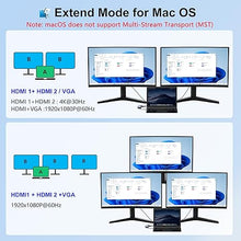 Load image into Gallery viewer, Docking Station Dual Monitor, USB C Docking Station Dual Monitor, USB C to Dual HDMI Adapter, Dual Monitor Adapter, USB C Hub 10 in 1 Docking Station 3 Monitors with HDMI/VGA/PD/USB/SD/TF/3.5mm Audio
