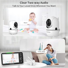 Load image into Gallery viewer, HelloBaby HB6550 5&quot; Baby Monitor 3 Cameras, 26-Hour Battery, Pan-Tilt-Zoom,1000ft Range Video Audio Baby Monitor No WiFi, ECO, Night Vision, 2-Way Talk, 8 Lullabies and Temperature, Ideal Gifts
