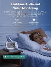 Load image into Gallery viewer, NovaView Video Baby Monitor with 2 Cameras - 5” 1080P HD Screen, Ultra-Low Radiation, 5000mAh Battery, Night Vision, Real-Time/VOX, 2X/4X Zoom, Pan &amp; Tilt, 1000ft Range, 2-Way Audio, No WiFi
