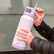 Load image into Gallery viewer, GROSCHE Alpine Flip n' Sip 40 oz Insulated Water Bottle - Stainless Steel, Leakproof Flask with Straw - Perfect for Gym, Travel &amp; Outdoor Use - Keeps Water Cold up to 60 hrs - Lavender
