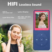 Load image into Gallery viewer, Bluetooth Mp3 Player, Classic Portable Walkman Mp3 &amp; Mp4 Players for Kids,HiFi Music Player with Video Play,FM Radio,Recording,E-Book,Alarm Clock,Mp3 Play up to 50 Hours with SD Card Slot Pink 64GB
