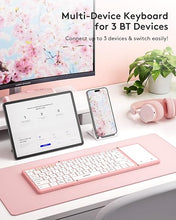 Load image into Gallery viewer, Samsers Foldable Bluetooth Keyboard with Touchpad, Full-Size Wireless Folding Keyboard with PU Leather, Portable Travel Keyboard for iOS Android Windows Mac OS, Support 3 Devices (BT5.1 x 3), Pink
