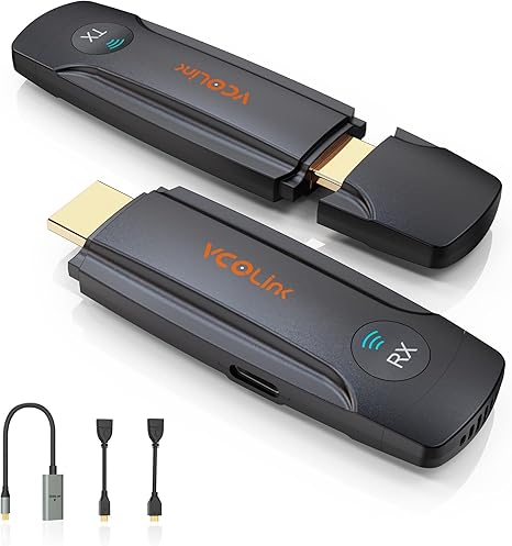 Wireless HDMI Transmitter and Receiver,Wireless HDMI Extender Kit with USB C to HDMI Adapter,Wireless 2.4G/5G Audio Video Streaming to HDTV/Projector/Monitor from Laptop,PC,Camera,Smartphone,Tablet