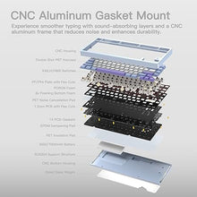 Load image into Gallery viewer, WOBKEY Rainy 75 CNC Aluminum HMX/JWK/Cocoa Switches Triple-Mode Connectivity Mechanical Keyboard with Superior Acoustics, RGB/PP/Mirrored Glass/3500mAh/Violet Switch (Standard - Silver)
