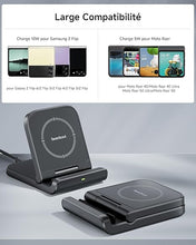 Load image into Gallery viewer, Wireless Charger for Samsung Z Flip 6, SwanScout 501S, Foldable Fast Wireless Charging Stand for Galaxy Z Flip 6/5/4/3, Charging Station for Samsung Z Flip Series/Razr+(No Adapter)
