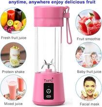 Load image into Gallery viewer, Portable Blender, Mini Personal Blender Bottles for shakes and smoothies?with USB Rechargeable On The Go Mixer Electric Blender juicer Cup for Fruit Juice Protein mixes (Pink)
