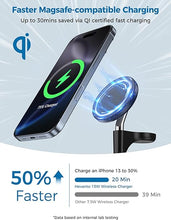 Load image into Gallery viewer, 3 in 1 Wireless Charging Station for Apple MagSafe Charger, 15W Fast Qi-Certified Magnetic Mag-Safe Charger Stand for iPhone 16 15 14 13 12 Apple Watch AirPods, Adjustable Angle,Gifts for Men
