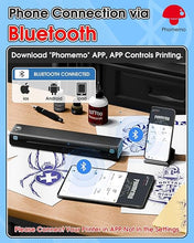 Load image into Gallery viewer, Phomemo M08F Upgraded Tattoo Stencil Printer, Thermal Tattoo Printer with 10pcs Tattoo Transfer Paper, Tattoo Supplies for Tattoo Artists &amp; Beginners, Compatible with Phone, Tablet &amp; PC, Black &amp; Blue
