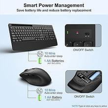 Load image into Gallery viewer, Wireless Keyboard and Mouse Combo, Full-Sized Ergonomic Keyboard with Wrist Rest, Phone Holder, Sleep Mode, Lag-Free, Silent 2.4GHz Cordless Computer Keyboard Mouse for Laptop, PC, Window(Black)
