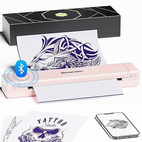 Phomemo TP81 Ultra (Upgraded) Tattoo Stencil Printer, Thermal Tattoo Printer with 10pcs Transfer Paper, Tattoo Printer for Tattoo Artists & Beginners, Compatible with Tablet,Smartphone & PC,Pink