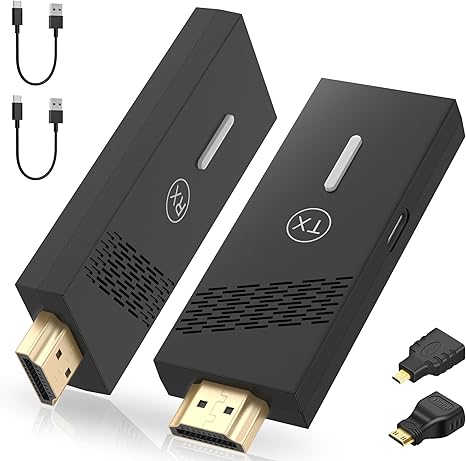 Wireless HDMI Transmitter and Receiver, Plug and Play,2.4/5GHz Wireless HDMI Extender for Streaming Video and Audio to Monitor from Laptop/Pc/Tv Box/Projector