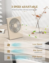 Load image into Gallery viewer, Zuvas Desk Fan Battery Operated Rechargeable 180°Tilt Folding Personal Ultra Quiet Small Portable Fan Beige

