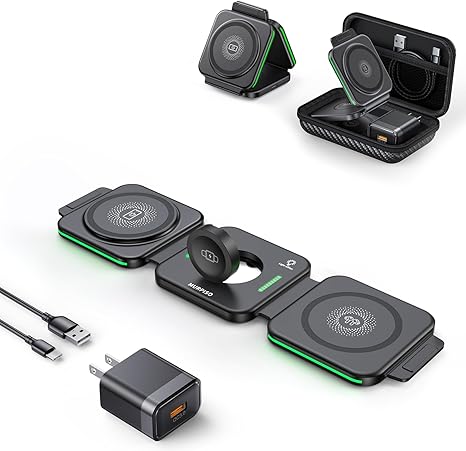 3 in 1 Charging Station for Apple,Magnetic Foldable Charger for Travel,Wireless Charger Pad for iPhone 16/15/14/13/12/Pro/Max/Mini,AirPods Wireless/Pro,iWatch Ultra/SE/10/9/8/7/6/5/4/3/2