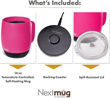 Load image into Gallery viewer, Nextmug - Temperature-Controlled, Self-Heating Coffee Mug (True Pink - 14 oz.)
