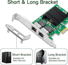 Load image into Gallery viewer, Gigabit Network Card with Intel 82576 Chip, 1GB PCI-E NIC Compare to Intel E1G42ET, Dual RJ45 Port PCI Express X1 Ethernet Adapter Support Windows/Windows Server/Linux/Freebsd/VMware ESXi
