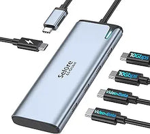 Load image into Gallery viewer, Selore&amp;S-Global USB C Splitter with 4K/60Hz Video Output,USB C Hub Dual Monitor with DP Alt Mode,10Gbps Data Transfer,100W PD,Docking Station Dual Monitor for Windows Laptop,Portable Monitors
