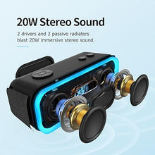 Load image into Gallery viewer, DOSS SoundBox Pro Bluetooth Speaker with 20W Stereo Sound, Active Extra Bass, IPX6 Waterproof, Bluetooth 5.0, TWS Pairing, Multi-Colors Lights, 20H Playtime, Portable Speaker for Beach, Outdoor-Black
