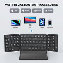 Load image into Gallery viewer, Foldable Bluetooth Keyboard, Portable Full Size Folding Keyboard with Touchpad, PU Leather, Wireless Travel Keyboard for Windows, iOS, Android, Mac
