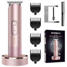 Load image into Gallery viewer, PRITECH Bikini Trimmer for Women, Waterproof Pubic Hair Trimmer Women for Wet &amp; Dry Use, Electric Shaver for Women, Women Electric Razor with Standing Recharge Dock
