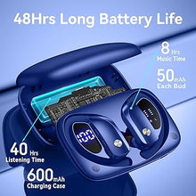 Load image into Gallery viewer, bmani Wireless Earbuds Bluetooth Headphones 48hrs Play Back Sport Earphones with LED Display Over-Ear Buds with Earhooks Built-in Mic Headset for Workout Blue
