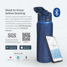 Load image into Gallery viewer, BOOST Smart Water Bottle with Reminder to Drink Water &amp; Water Tracker Bottle - Double Wall Vacuum Insulated Water Bottle Stainless Steel, Wide Mouth 32 oz Water Bottles, Ideal for Gift - Blue

