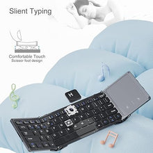 Load image into Gallery viewer, ROCK&amp;ROWN Foldable Bluetooth Keyboard, Wireless Portable Keyboard with Touchpad, Folding Travel Keyboard for iOS/Android/Windows
