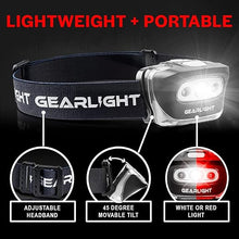 Load image into Gallery viewer, GearLight 2Pack LED Headlamp - Outdoor Camping Head Lamps with Adjustable Headband - Lightweight Battery Powered Bright Flashlight Headlight with 7 Modes and Pivotable Head and Red Light
